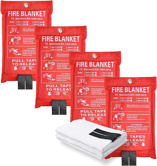 Fire Blanket for Home-Kitchen Retardant - 4 Pack Portable Fire Blanket,Kitchen Fire Blanket to Suppress Grease Fire, Emergency Fire Blanket for Grill,Office Fireproof (39 in X 39 in)