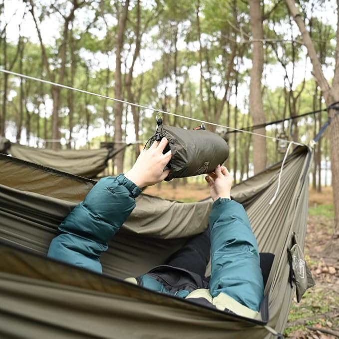 onewind Dry Bag Stuff Sack for Camping Hammock Ridgeline Sack Overhead Organizer Clip On Peak Storage Hammock Gear Sling, Lightweight Storage Hammock Organizer for Small Camping Gear