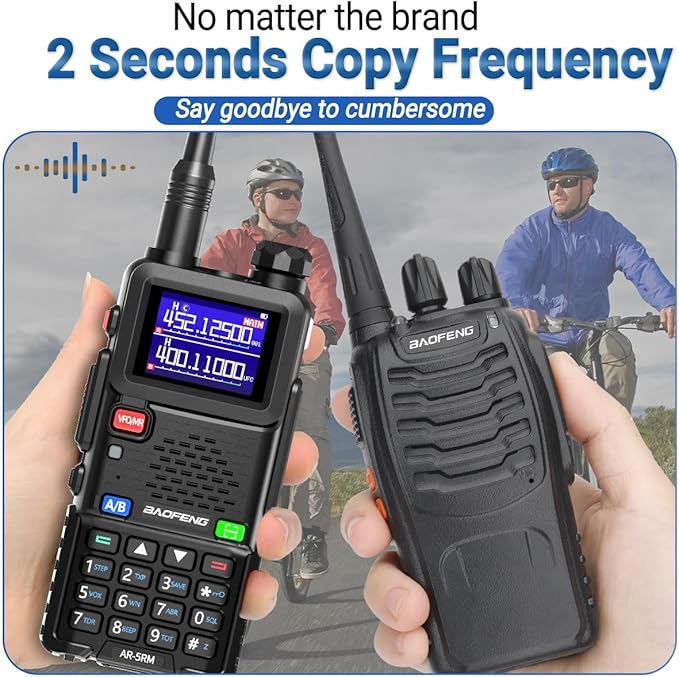 BaoFeng Radio 10W Ham Radio Long Range AR-5RM Handheld Two Way Radio NOAA Weather Receiver Rechargeable UV-5R Walkie Talkies, Copy Frequency 999CH with Type C Charging 2500mAh Battery (2 Pack)