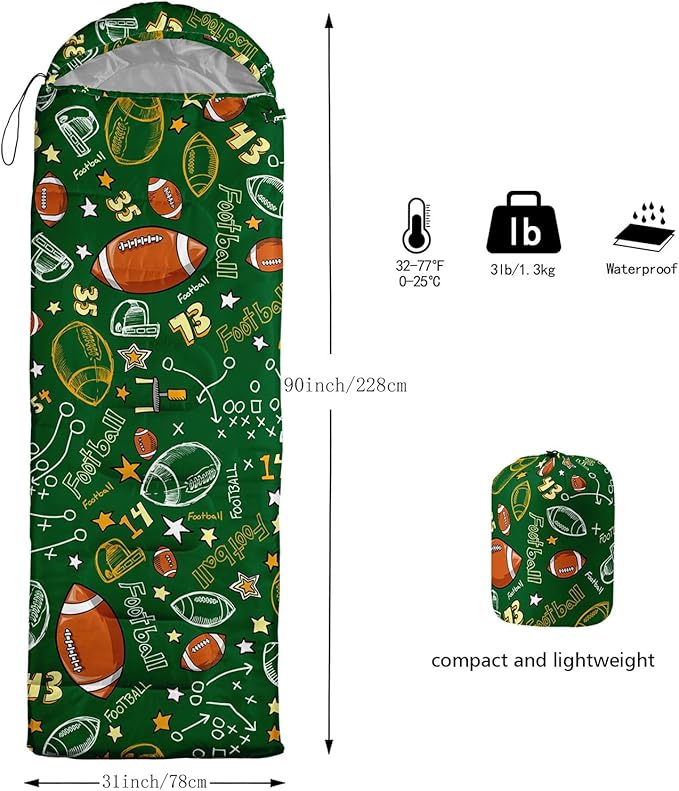 Kids Sleeping Bag for Boys Girls,Cute Puppy Print-Lightweight Warm Portable Outdoor Indoor-Waterproof Cold Weather Resistant Sleeping Bag for Camping Hiking