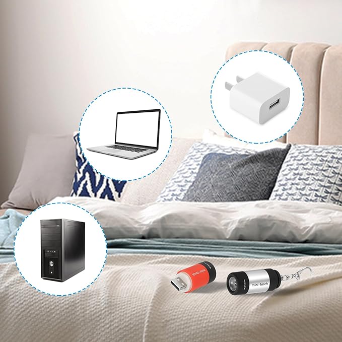 PATIKIL 2.1" Mini Rechargeable LED Keychain Flashlight, EDC Portable Small Torch with USB Charging for Everyday Carry, White