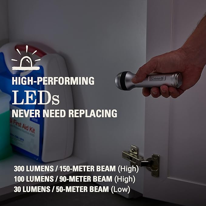 Coleman Classic LED Flashlight, Durable & Lightweight Flashlight with Carry Handle Shines up to 650 Lumens, Battery Operated Flashlight for Camping, Emergencies, & Home Usage