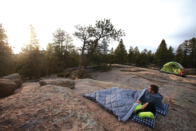 Coleman 45°F Double Sleeping Bag, Queen Size XL Tandem Sleep Sack with Big & Tall Design, Zips Apart into 2 Sleeping Bags, Machine Washable