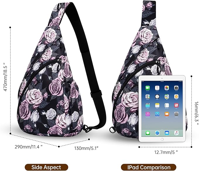 HUA ANGEL Crossbody Sling Bag for Men & Women Lightweight Waterproof Chest Shoulder Bag for Travel Hiking & Everyday Use