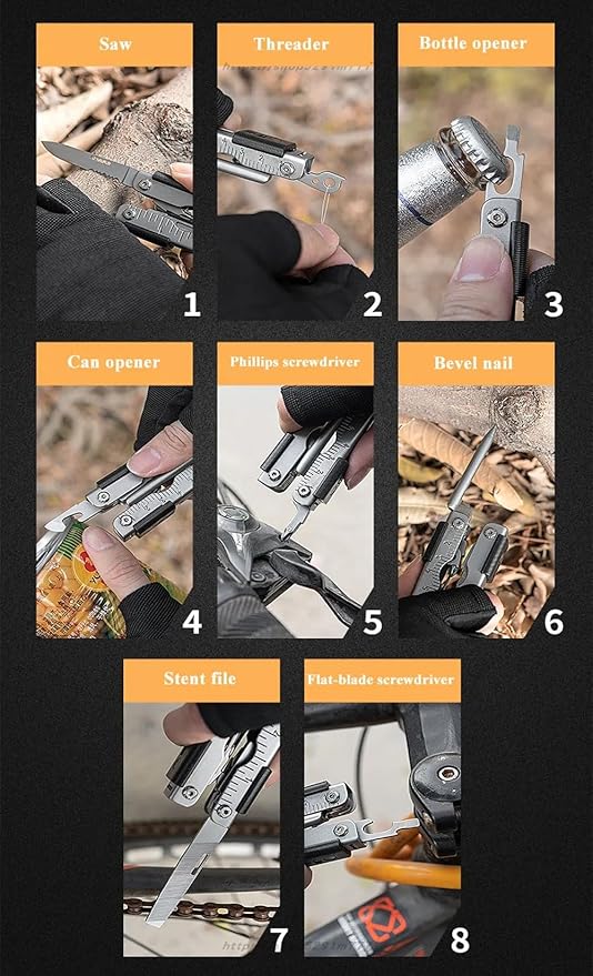 13 in 1 Portable Multifunction Tool Pliers Screwdrivers ire Stripper Folding Plier Pocket Cutter EDC Combination Tools for Outdoor Camping Fishing (Silver)