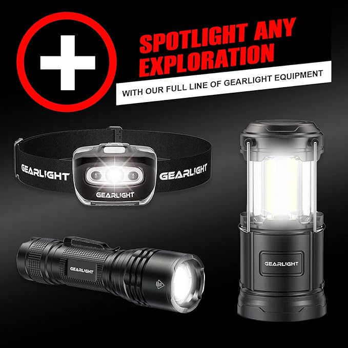 GearLight LED Flashlight Bright, Zoomable Tactical Flashlights with High Lumens and 5 Modes for Emergency and Outdoor Use -Camping Accessories -S1000