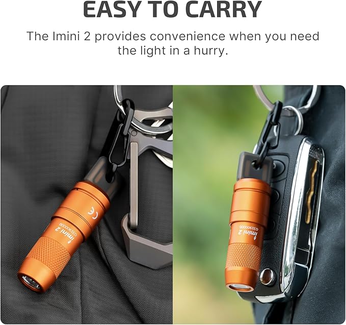 OLIGHT IMINI 2 EDC Rechargeable Keychain Flashlight, 50 Lumens Compact and Portable Mini Light, Tiny LED Keyring Lights with Built-in Battery Ideal for Everyday Carry and Emergencies (Orange)