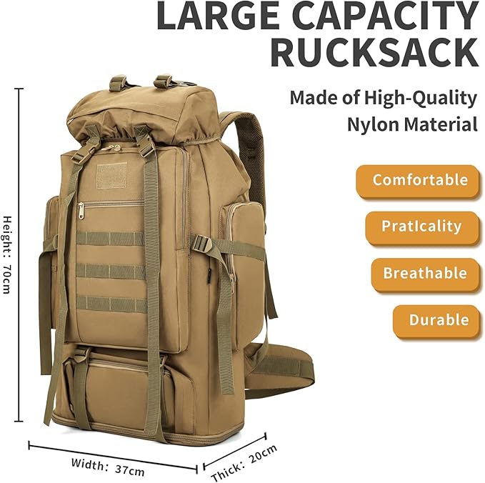 Hiking Daypack for Men Large Army Rucksack molle bag Military Tactical Backpack for Outdoor Traveling Camping