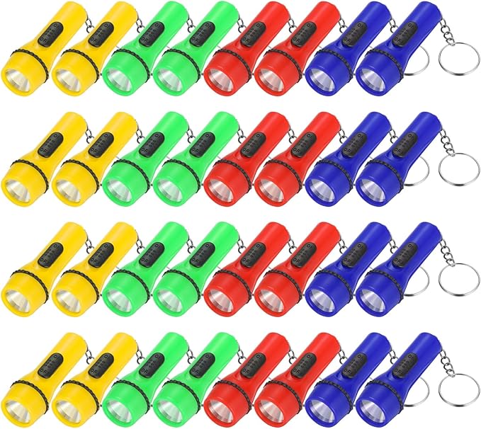 Hortsun 100 Pieces Mini Flashlight Keychain Assorted Colors Mini LED Flashlight LED Keychain for Hiking Camping Party Favors