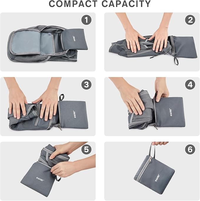 G4Free 10L/15L Hiking Backpack Lightweight Packable Hiking Daypack Small Travel Outdoor Foldable Shoulder Bag(Dark Grey)