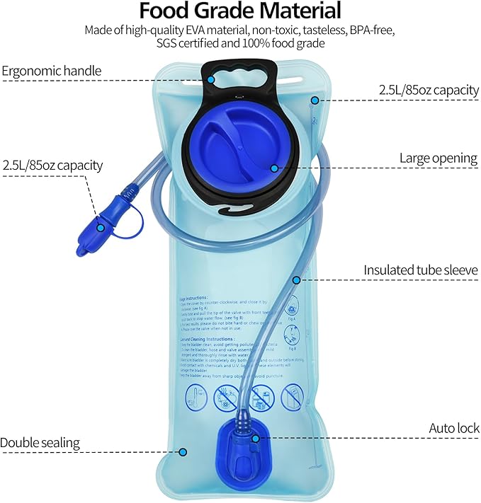 1/2/4/8 Pack Hydration Bladder, 1.5L/2L/2.5L/3L Water Reservoir, Leakproof Water Bladder Hydration Pack, Large Opening Water Storage Bladder Bag, for Cycling Hiking Camping