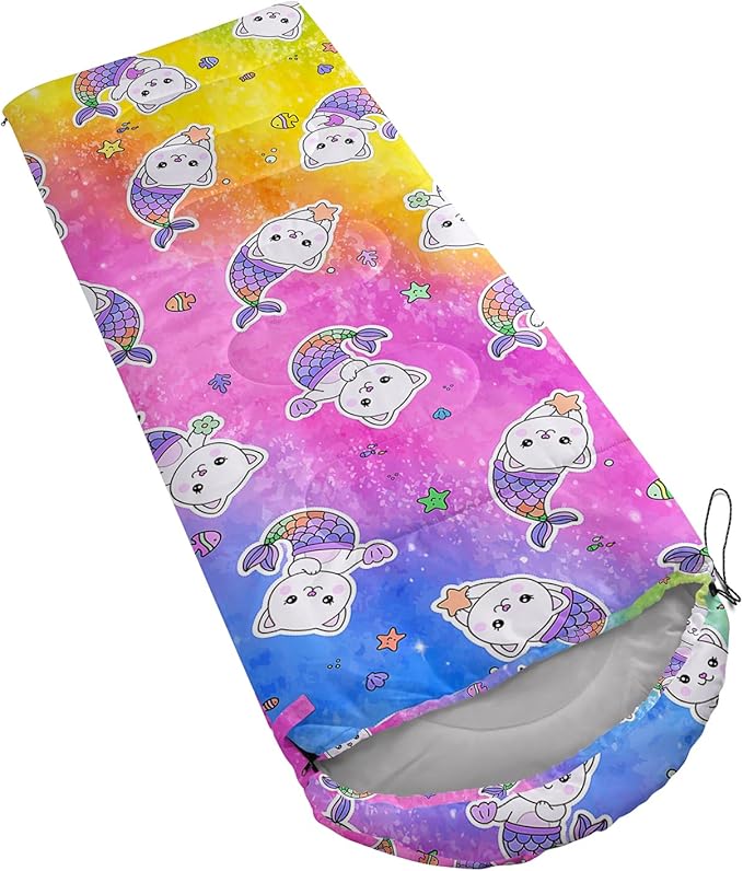 Camping Sleeping Bags,Mermaid Horse Butterfly Starry Sky 3 Season Warm & Cool Weather,Lightweight,Waterproof Sleeping Bags for Adults & Kids,Traveling,and Outdoors,Camping Gear Equipment
