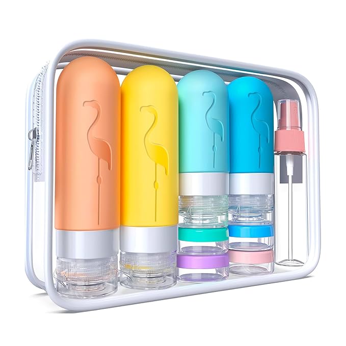Empty 3 oz Travel Size Bottles Toiletries Containers for Toiletries Liquids,Small Silicone Mini Refillable Leak Proof TSA Approved Travel Bottles for Creams Shampoo and Conditioner Traveling