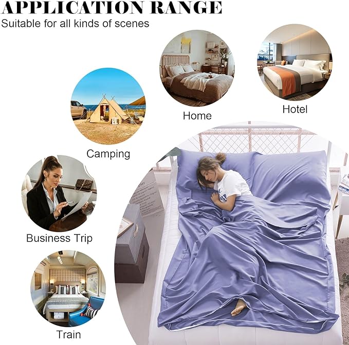 Sleeping Bag Liner,Travel Sheet & Adult Sleep Sack, Camping Sheets Travel Sleep Sack for Backpacking,Hotels & Hostels -Lightweight Single &Double Travel Sheet Camping Sheets