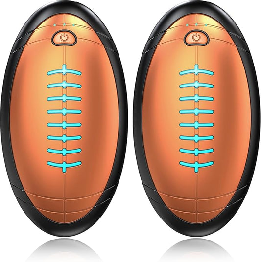 2-Pack Hand Warmers Rechargeable, Rugby-Shaped Portable Electric Hand Warmers Reusable, Dual-Side Heating, Hand Warmers Pocket Heater for Hunting/Golf/Skiing/Camping, for Men Women Kids