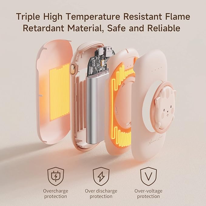 Hand Warmers Rechargeable, Electric Hand Warmer 10000mAh Portable Power Bank, 2 Levels Heater Handwarmers Reusable 12hrs Long Lasting Heat Camping Hand Warmers for Outdoor Sports in Winter