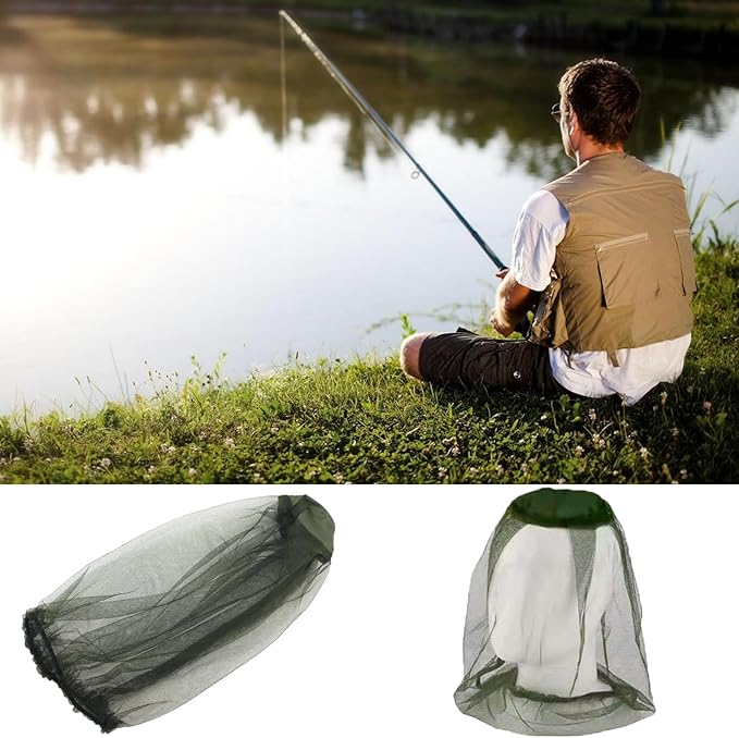 Mosquito Head Net Mesh with Extra Fine Holes, Bug Netting for Hats Anti Bee Insect Gnats Bits Face Mask Neck Cover for Outdoors Hiking Fishing Camping Hiking Garden