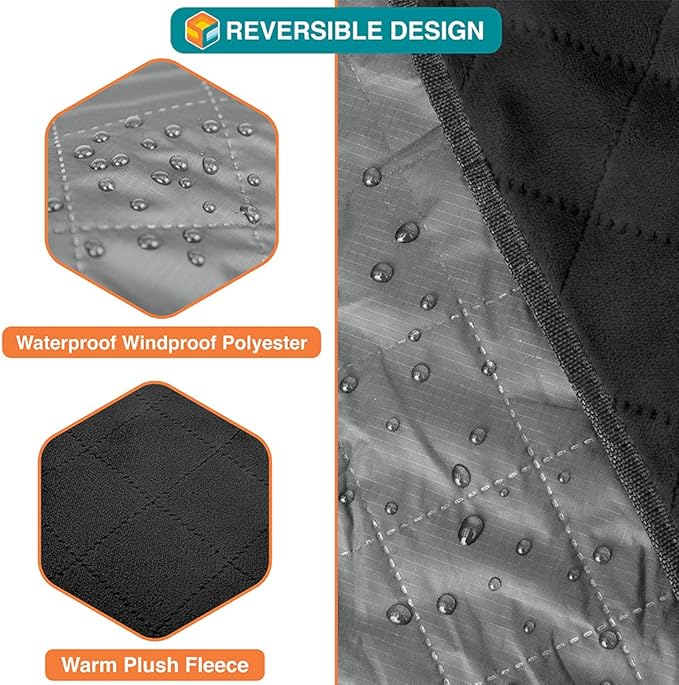 SUN CUBE Large Waterproof Camping Blanket, Fleece Quilted Stadium Blanket for Cold Weather, Windproof Foldable Outdoor Blanket Mat for Picnic, Beach, Pets, Car, 60x80in