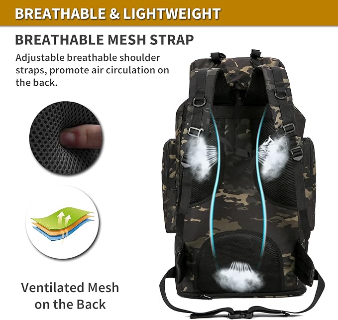Hiking Daypack for Men Large Army Rucksack molle bag Military Tactical Backpack for Outdoor Traveling Camping