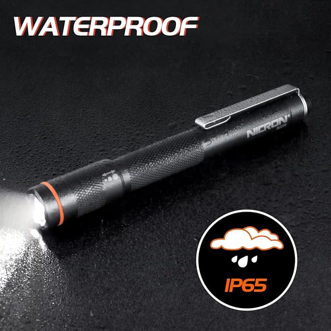 NICRON B22W LED Pocket Pen Light, Small, Compact, Portable, Zoomable Flashlight with Clip for nspection, Camping, Outdoor, Everyday Use
