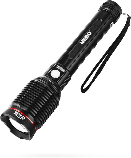 NEBO Redline 6K 6000-Lumen LED Rechargeable Bright Flashlight For EDC, Camping, Hunting, Hiking, Tactical With 4X Zoom, 4 Light Modes, Waterproof, Power Bank, Black