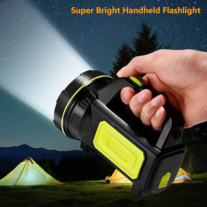 ONEVER Rechargeable Spotlights Handheld Flashlight LED Super Bright Rechargeable Flashlight, 2 Modes LED Searchlight 1200mAh Hand Flashlight Portable LED Lantern Outdoor Camping Emergency Flashlight