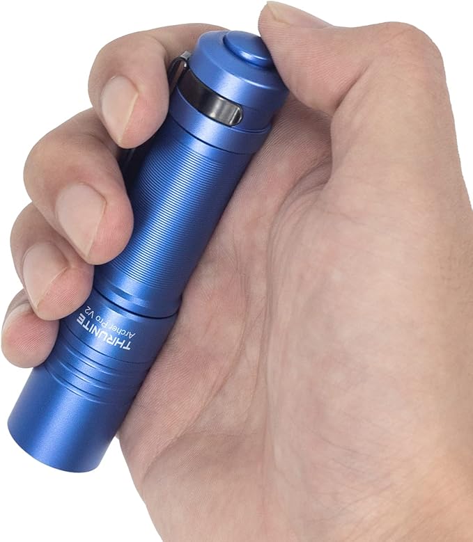 ThruNite Archer Pro V2 EDC Flashlight - 950 Lumens, USB-C Rechargeable, Tail Switch LED Penlight for Camping, Outdoor & Emergency - Cool White (Blue)