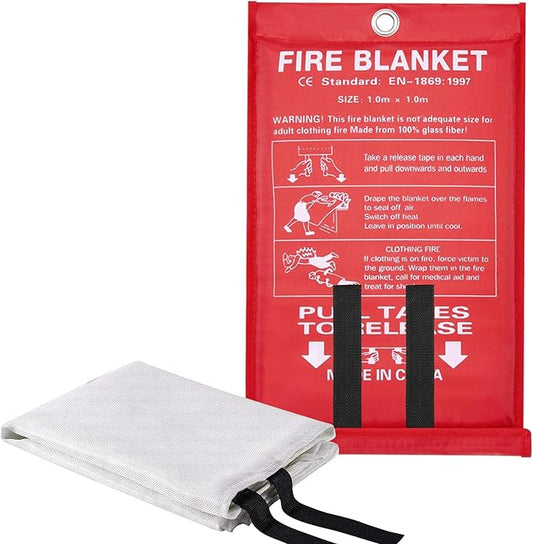 Emergency Fire Blanket, 40"x40" Flame Suppression Fiberglass Fire Blankets for Home Kitchen Camping Car Office Warehouse (1)