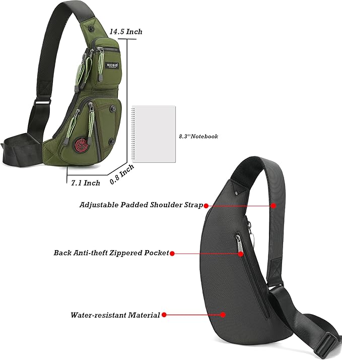 NICGID Sling Bag Chest Shoulder Backpack Crossbody Bags Casual Daypack for Men Women