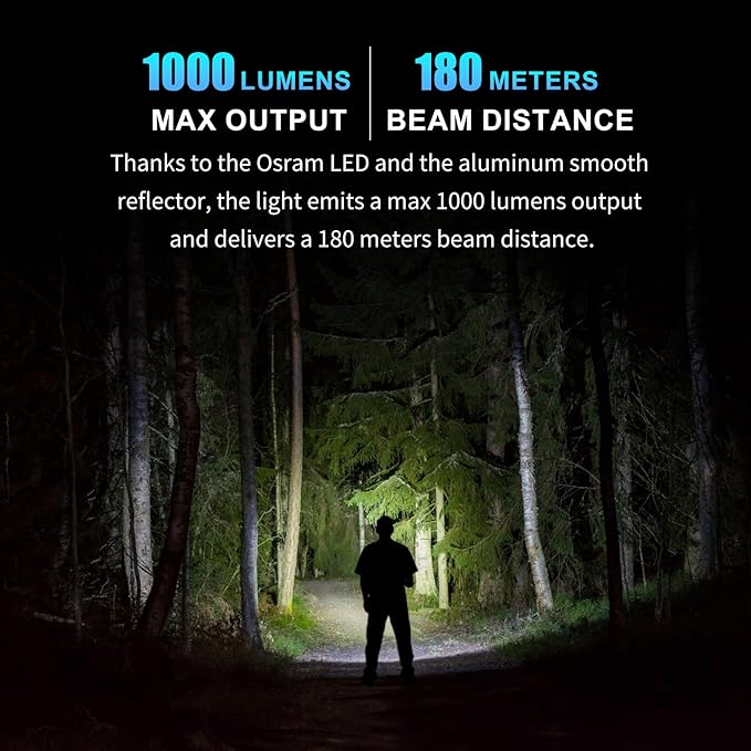 LUMINTOP Rechargeable LED Flashlights High Lumens, Ring King 1000 Lumen Super Bright Flashlight, 5 Modes, 180 Meters, Powerful Handheld Flash Light for Emergencies, Camping, Hiking