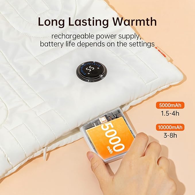 JISULIFE Hand Warmers Rechargeable, Foldable Hand Warmer Pouch with Power Bank, 6 Heating Levels, Heated Hand Muff, Fast Heating Pad Waterless, Gifts for Women, Suitable for Football, Camping, Hiking