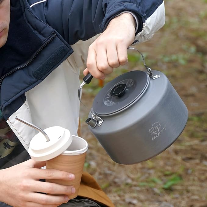 Bulin 2.2L Camping Kettle Camp Tea Coffee Pot Large Outdoor Hiking Kettle Pot Portable 2.4 Quart Camping Tea Kettle