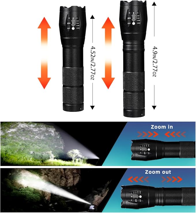 3 Pack LED Rechargeable Flashlight, Super Bright Small MiniCamping Flashlights Zoomable Beam, Convenient USB C Charging for Camping Hiking Outdoor Home Emergency