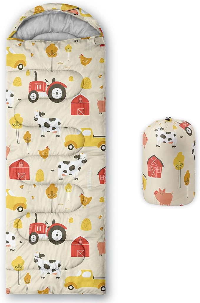 Kids Sleeping Bag for Boys Girls,Cute Puppy Print-Lightweight Warm Portable Outdoor Indoor-Waterproof Cold Weather Resistant Sleeping Bag for Camping Hiking
