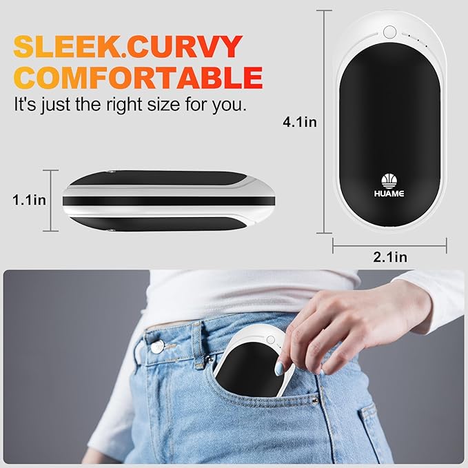 Hand Warmers Rechargeable, Portable Electric Pocket Heater, Reusable USB Hand Warmer with 5200mAh Power Bank, 3 Heat Settings, Winter Essentials for Men Women Hiking, Camping, Skiing