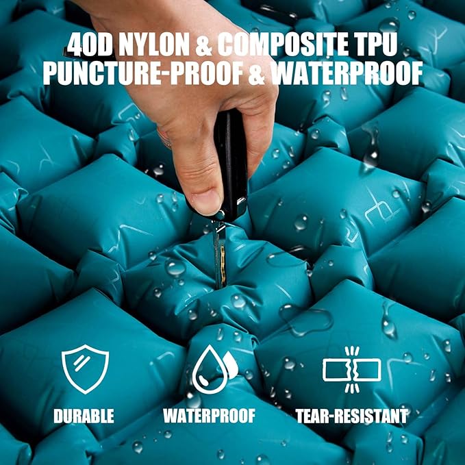 AKSOUL Sleeping Pad Inflatable for Camping: Ultralight & Compact Self Inflating Camp Mat with Built-in Foot Pump, Connectable Portable Air Mattress for Hiking, Backpacking Travel