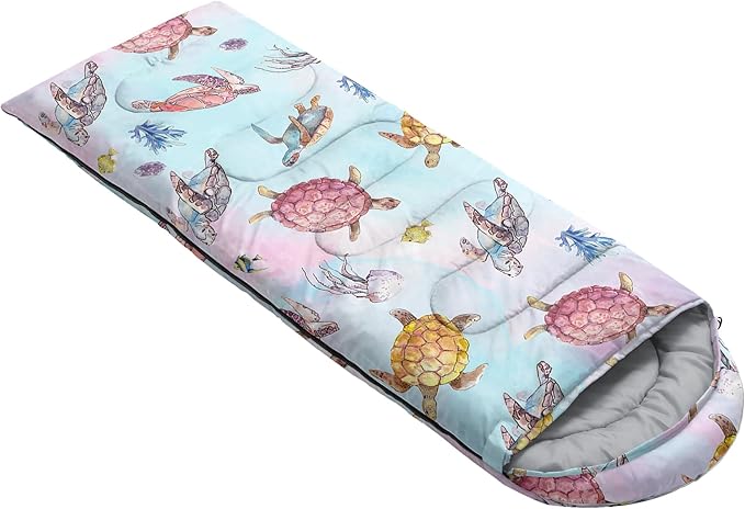 BSNTHO Turtle Camping Sleeping Bags,3 Season Warm & Cool Weather,Lightweight,Waterproof Sleeping Bags for Adults & Kids,Traveling,and Outdoors,Camping Gear Equipment,31x90inch