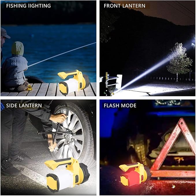 3-in-1 Rechargeable Spotlight with Adjustable Handle, IP65 Waterproof Handheld LED Flashlight Searchlight Work Light, 4400mAh Power Bank, 6 Light Modes for Emergency Hurricane Outdoor Hiking Camping