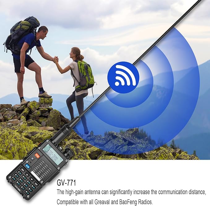 BAOFENG UV-5R 8-Watt Radio (UV-5R 3rd Gen) with Programming Cable and High-gain Antenna, Long Range Handheld Ham Radio with Earpiece and Hand Microphone (2 Pack)