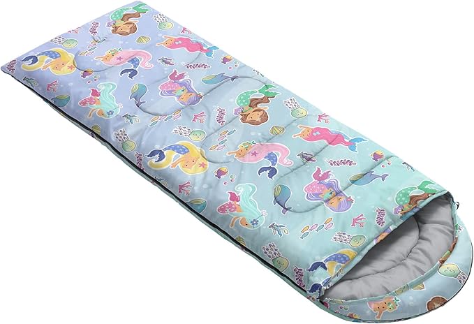 Kids Sleeping Bag for Boys Girls,Rocket Astronaut Moon Print-Lightweight Warm Portable Outdoor Indoor-Waterproof Cold Weather Resistant Sleeping Bag for Camping Hiking