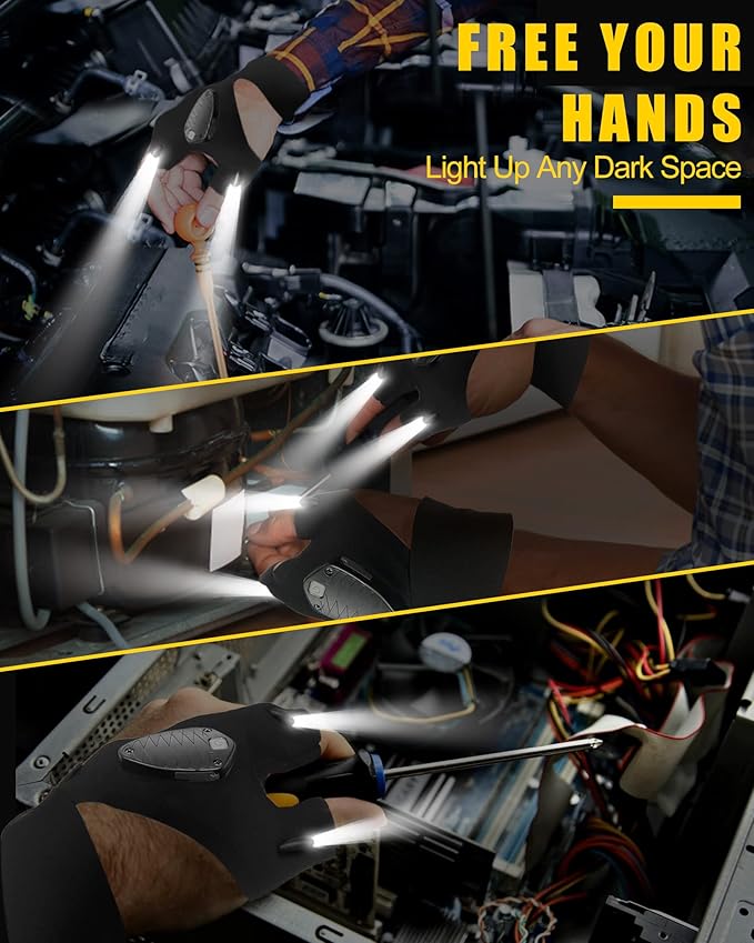 KFK Gifts for Men, LED Flashlight Gloves Gifts for Him,Mens Gifts for Father's Day, Birthday, Dad, Husband, Handyman