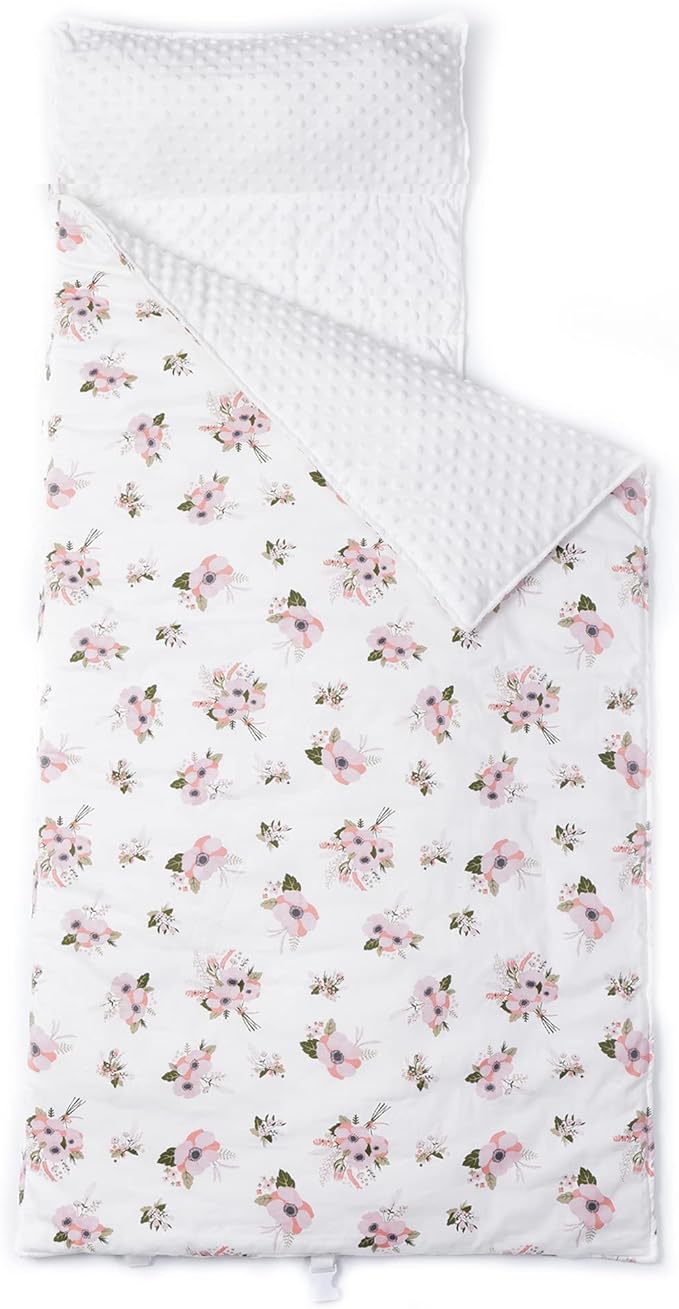 Bunnikins & Clover Toddler Nap Mat with Removable Pillow, Nap Mats for Preschool, Easy Clean Toddler Nap Pad for Kindergarten, Kids Sleeping Bag for Travel Camping