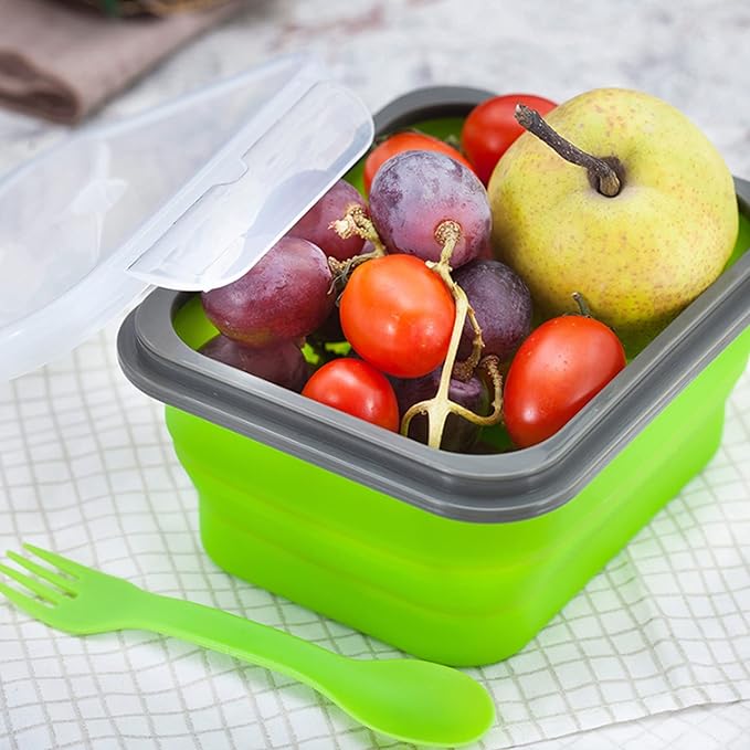 Collapsible Bowls for Camping Silicone Food Storage Containers Mixing Snack Bowls with Lid and Foldable Cups and Storage Bag for Salad, Lunch, Snacks