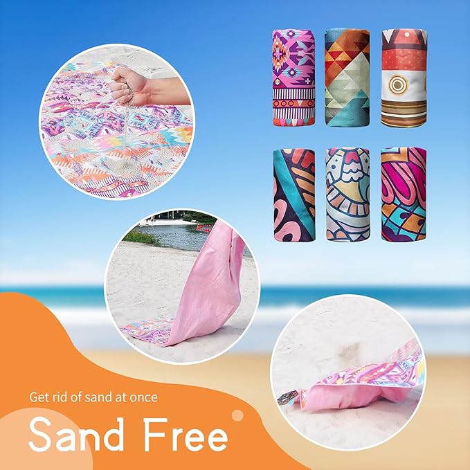 Hiturbo Microfiber Beach Towel-Quick Fast Dry Super Bath Towels Absorbent Lightweight Pool Beach Blanket, Ultra Compact Perfect for Travel Pool Swimming Bath Camping Yoga Gym Sports