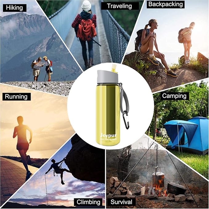 0.01 μm Ultra Filtration Portable Water Bottle - 4-Stage Filtered BPA-Free Reusable Water Bottle - for Survival,Hiking,Emergency,Camping and Backpacking