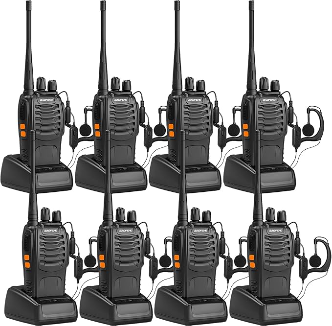 BAOFENG Walkie Talkies BF-888S Two Way Radio Long Range Rechargeable,Portable Radios,Handsfree Walkie Talkie for Adultswith Flashlight Li-ion Battery and Charger(8 Pack)