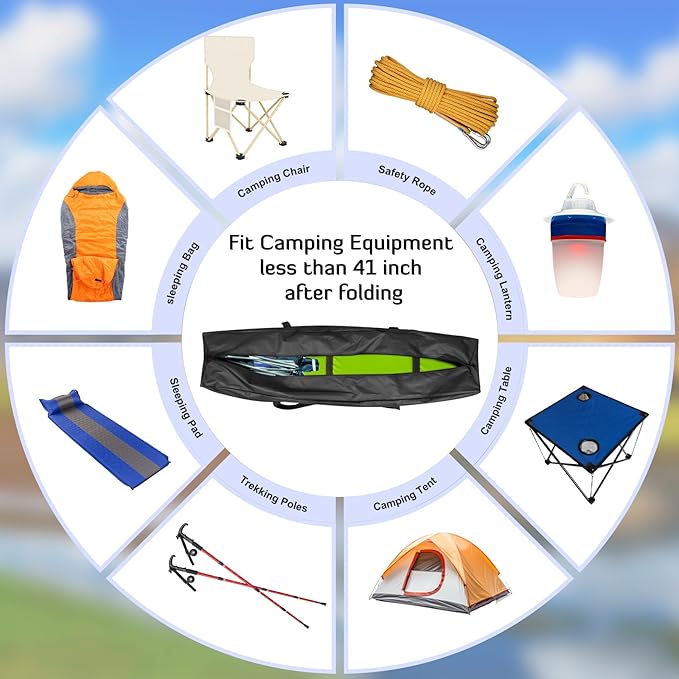 INFANZIA Duffel Travel Sports Equipment Bag, Long Luggage Bag with Upgrade Zipper Water Resistant, Extra Large Foldable Storage Bag for Camping, Tent, Tripod, Fishing(41x10x14 inch,1PCS)