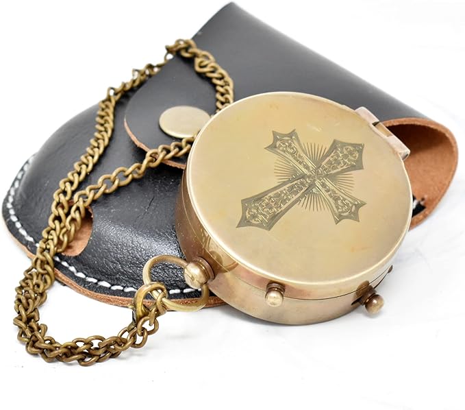 Engraved Compass, Confirmation Gift Ideas, Baptism Gifts Keepsake Compass Cross & Be Strong & Courageous, Confirmation Gift Ideas, Heavenly Gift Of Faith. Missionary, Birthday Gift,