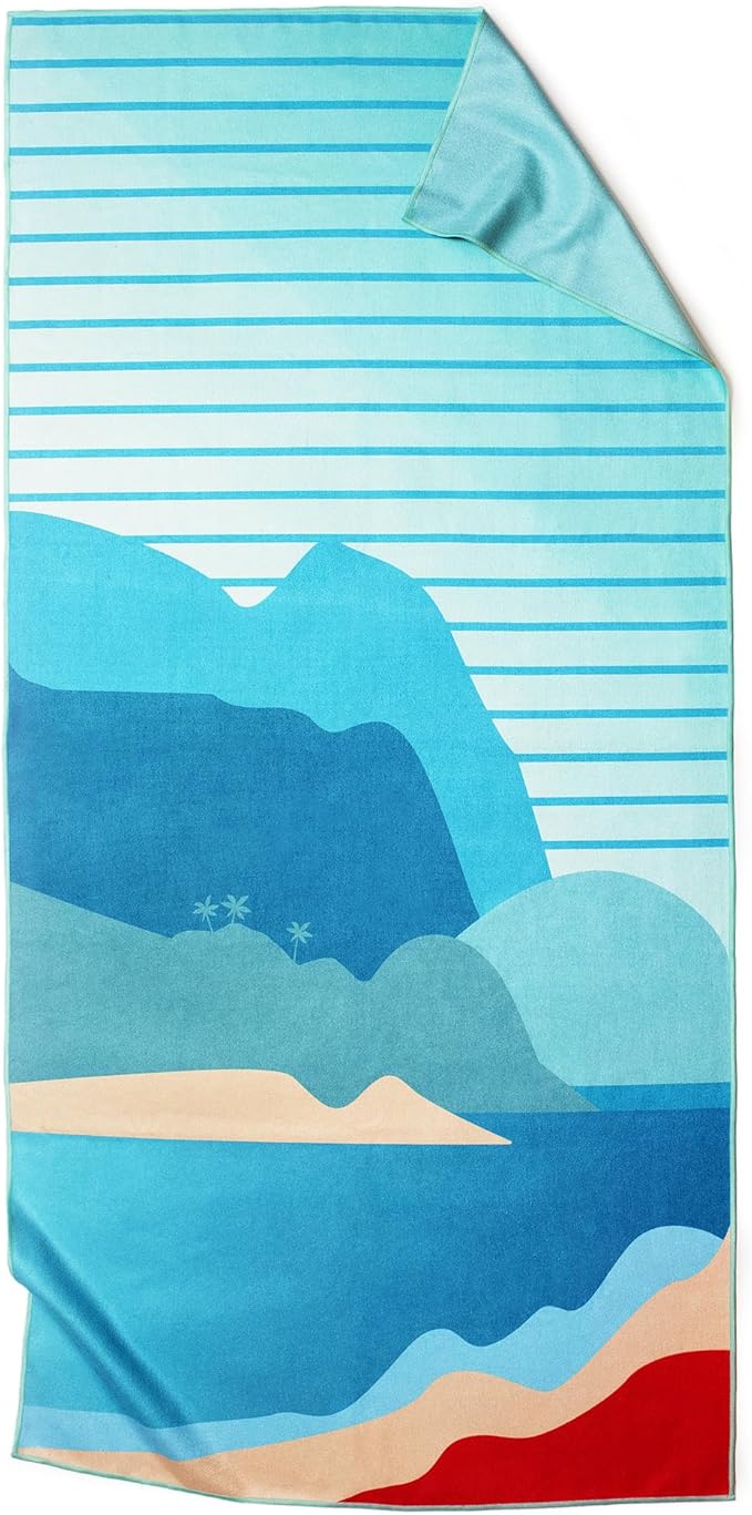 Luxe (380GSM) Oversized (180x60CM) Performance Microfiber Towel Made from Recycled Materials | Quick-Drying, Sand-Free, and Compact | Stink-Resistant | Ideal for Camping, Beach, Yoga (Thai Beach)