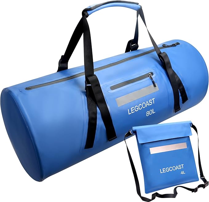 Waterproof Duffel Bag, IPX8 Waterproof Performance Dry Bag, Airtight Zipper Closure, Waterproof bag with diving function,80L large capacity, Large